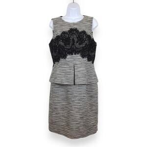 ANTONIO MELANI Tweed & Lace Sheath Dress size 6